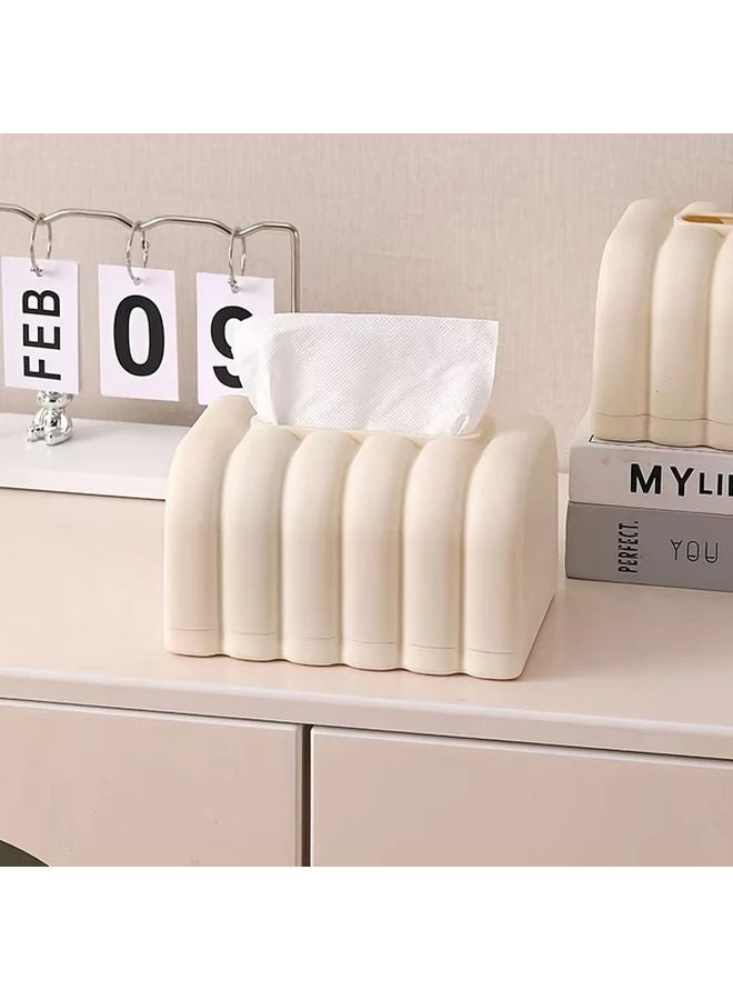 حامل علبة المناديل على شكل خبز بيج مصنوع من البولي بروبيلين المتين لديكور غرفة الطعام والمعيشة - Image 5